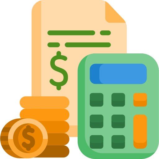 Finance and Banking icon showing a bar chart with upward trend, blue and white colors